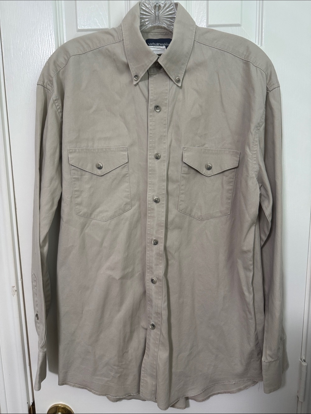 Wrangler Men’s Button-Down Shirt - Light Taupe